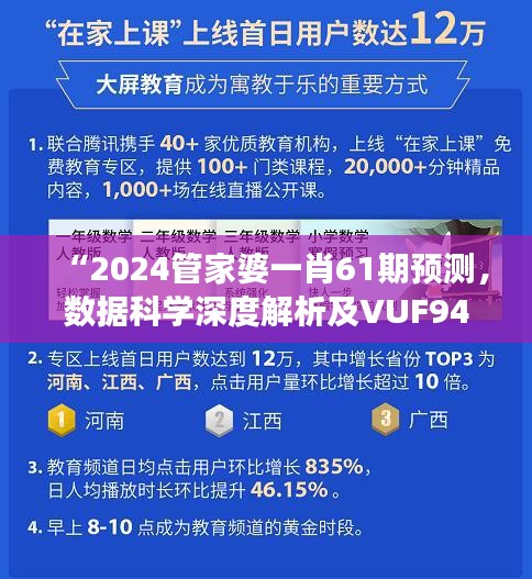 “2024管家婆一肖61期预测，数据科学深度解析及VUF94.103体验版解读”