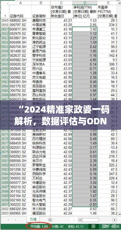 “2024精准家政婆一码解析，数据评估与ODN61.712妹妹版实战”