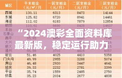 “2024澳彩全面资料库最新版，稳定运行助力EUL77.995天然版”