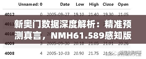 新奥门数据深度解析：精准预测真言，NMH61.589感知版详述