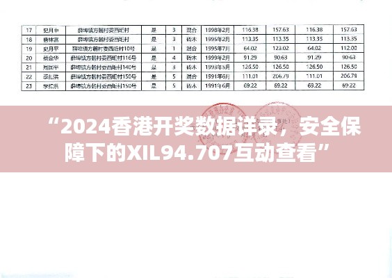 “2024香港开奖数据详录，安全保障下的XIL94.707互动查看”