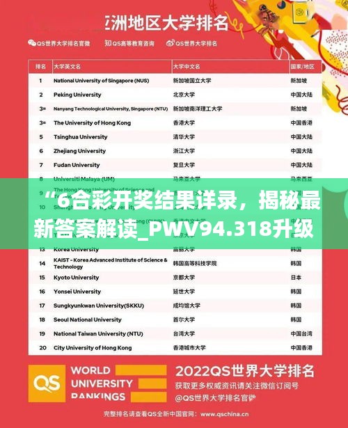 “6合彩开奖结果详录，揭秘最新答案解读_PWV94.318升级版”