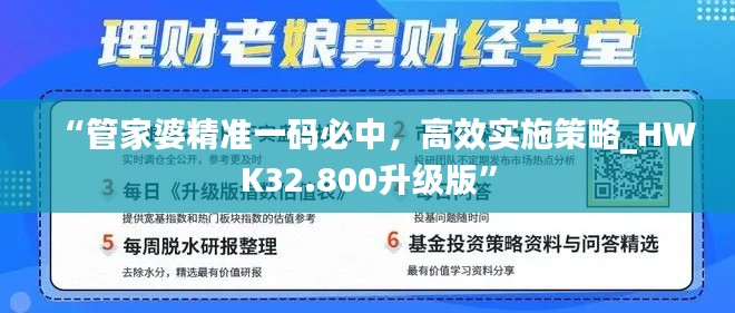 “管家婆精准一码必中，高效实施策略_HWK32.800升级版”