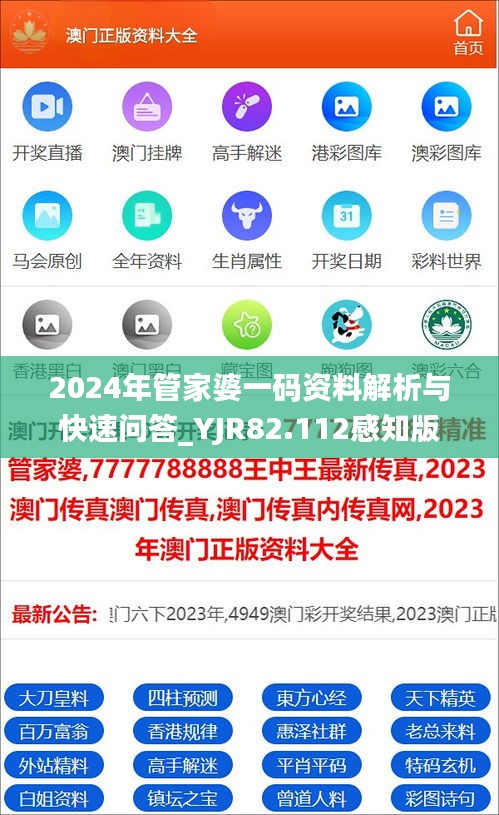 2024年管家婆一码资料解析与快速问答_YJR82.112感知版