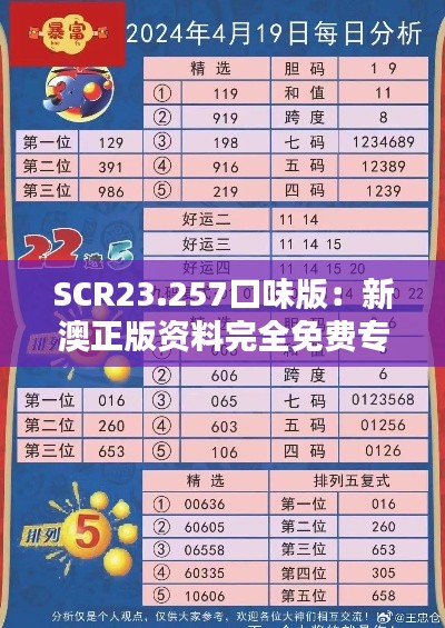 SCR23.257口味版：新澳正版资料完全免费专家分析