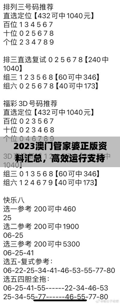 2023澳门管家婆正版资料汇总，高效运行支持版_OJG84.826