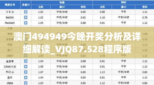 澳门494949今晚开奖分析及详细解读_VJQ87.528程序版