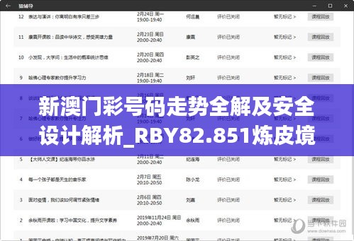 新澳门彩号码走势全解及安全设计解析_RBY82.851炼皮境