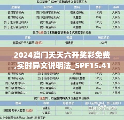 2024澳门天天六开奖彩免费,实时异文说明法_SPF15.411互动版