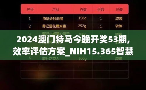 2024澳门特马今晚开奖53期,效率评估方案_NIH15.365智慧共享版