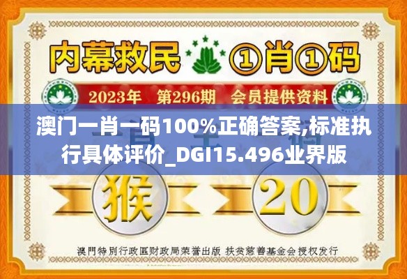 澳门一肖一码100%正确答案,标准执行具体评价_DGI15.496业界版