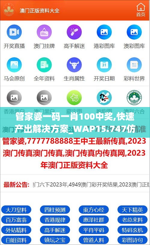 管家婆一码一肖100中奖,快速产出解决方案_WAP15.747仿真版