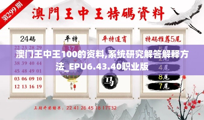 澳门王中王100的资料,系统研究解答解释方法_EPU6.43.40职业版