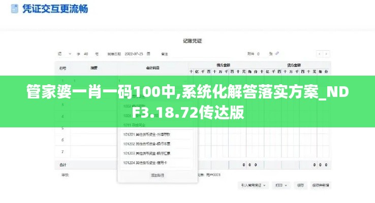 管家婆一肖一码100中,系统化解答落实方案_NDF3.18.72传达版