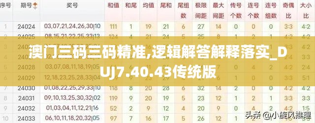 澳门三码三码精准,逻辑解答解释落实_DUJ7.40.43传统版