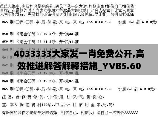 4033333大家发一肖免费公开,高效推进解答解释措施_YVB5.60.27防御版