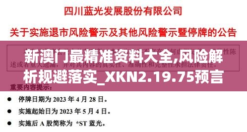 新澳门最精准资料大全,风险解析规避落实_XKN2.19.75预言版