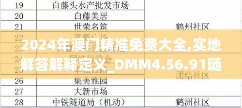 2024年澳门精准免费大全,实地解答解释定义_DMM4.56.91随行版