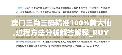 澳门三肖三码精准100%黄大仙,过程方法分析解答解释_RUY8.27.53终极版