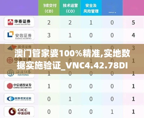 澳门管家婆100%精准,实地数据实施验证_VNC4.42.78DIY版