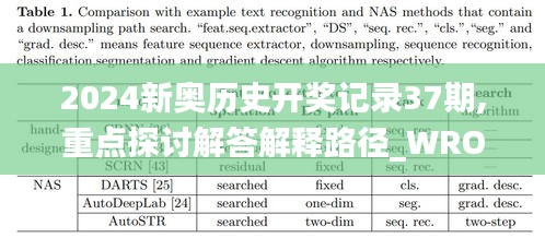 2024新奥历史开奖记录37期,重点探讨解答解释路径_WRO2.14.57探索版