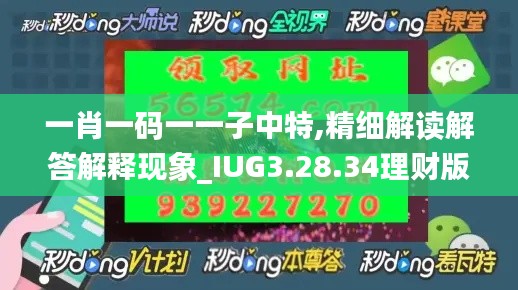 一肖一码一一子中特,精细解读解答解释现象_IUG3.28.34理财版