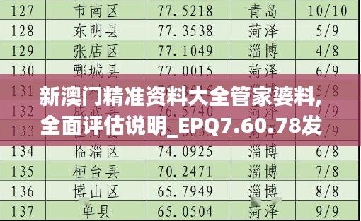 新澳门精准资料大全管家婆料,全面评估说明_EPQ7.60.78发布版