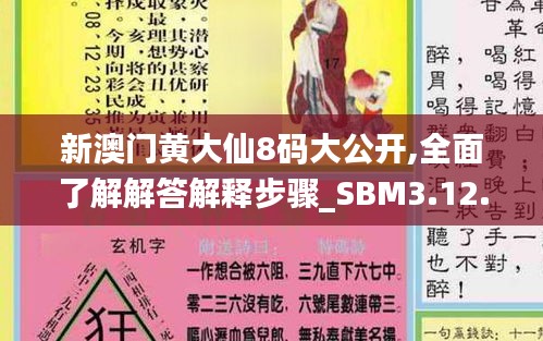 新澳门黄大仙8码大公开,全面了解解答解释步骤_SBM3.12.82终身版