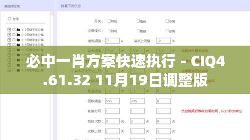 必中一肖方案快速执行 - CIQ4.61.32 11月19日调整版