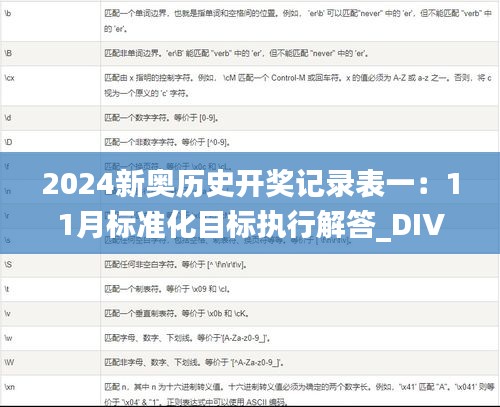 2024新奥历史开奖记录表一：11月标准化目标执行解答_DIV3.66.65机动版