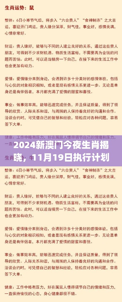 2024新澳门今夜生肖揭晓，11月19日执行计划细节_RZB1.34.99炼髓境