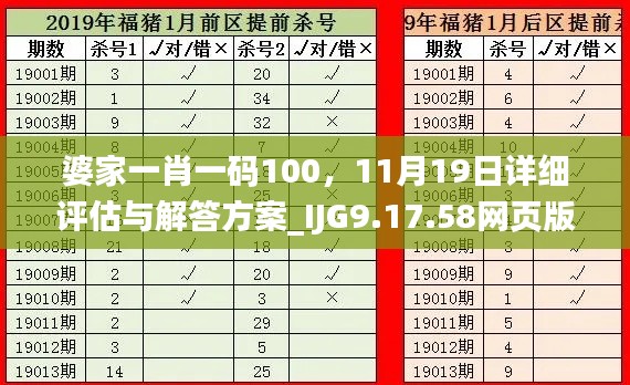 婆家一肖一码100，11月19日详细评估与解答方案_IJG9.17.58网页版