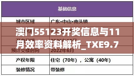 澳门55123开奖信息与11月效率资料解析_TXE9.74.74多维版