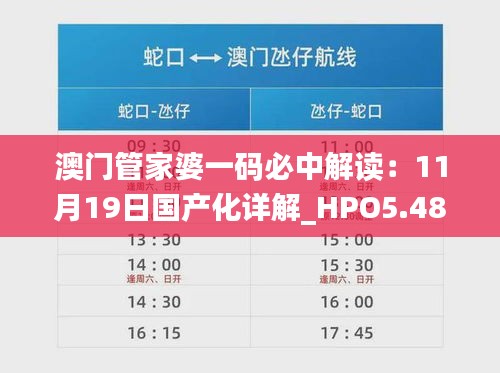 澳门管家婆一码必中解读：11月19日国产化详解_HPO5.48.34蓝球版