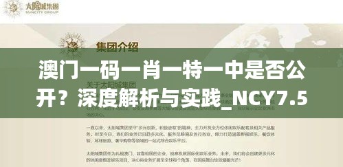 澳门一码一肖一特一中是否公开？深度解析与实践_NCY7.53.78文化版