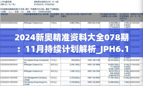 2024新奥精准资料大全078期：11月持续计划解析_JPH6.14.71尊享版