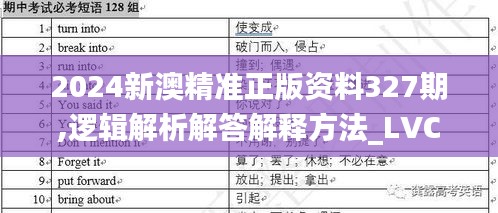 2024新澳精准正版资料327期,逻辑解析解答解释方法_LVC3.28.96传达版