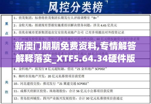 新澳门期期免费资料,专情解答解释落实_XTF5.64.34硬件版