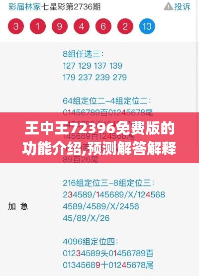 王中王72396免费版的功能介绍,预测解答解释定义_科技版XGB9.53