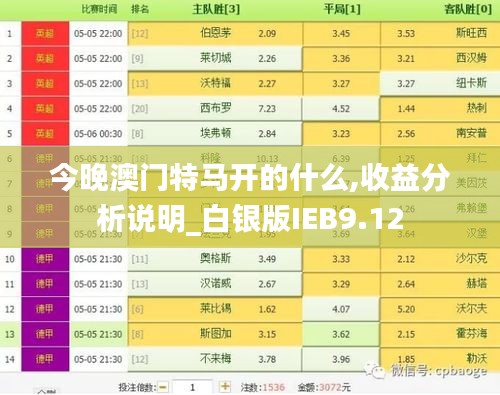 今晚澳门特马开的什么,收益分析说明_白银版IEB9.12