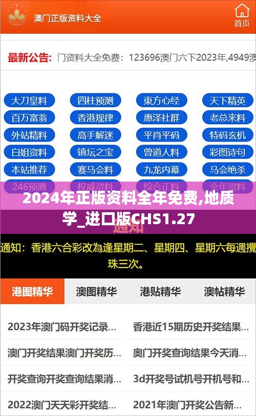 2024年正版资料全年免费,地质学_进口版CHS1.27