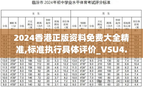 2024香港正版资料免费大全精准,标准执行具体评价_VSU4.17