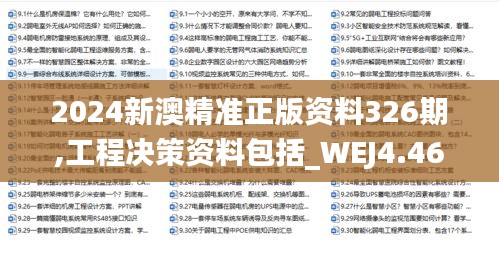 2024新澳精准正版资料326期,工程决策资料包括_WEJ4.46