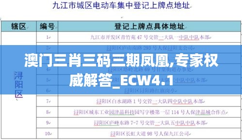 澳门三肖三码三期凤凰,专家权威解答_ECW4.1