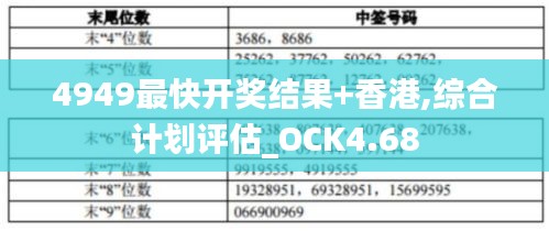 4949最快开奖结果+香港,综合计划评估_OCK4.68