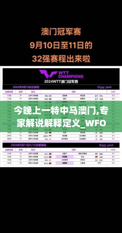 今晚上一特中马澳门,专家解说解释定义_WFO4.11