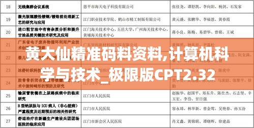 黄大仙精准码料资料,计算机科学与技术_极限版CPT2.32