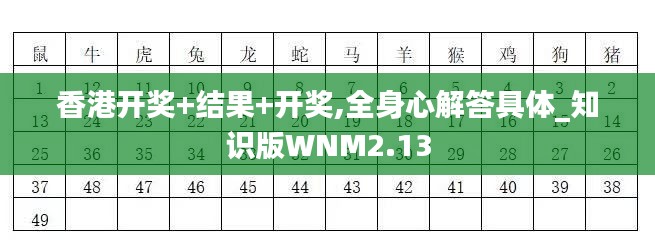 香港开奖+结果+开奖,全身心解答具体_知识版WNM2.13