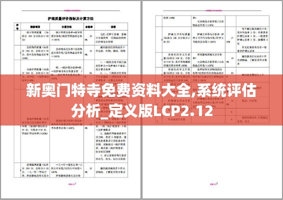 新奥门特寺免费资料大全,系统评估分析_定义版LCP2.12