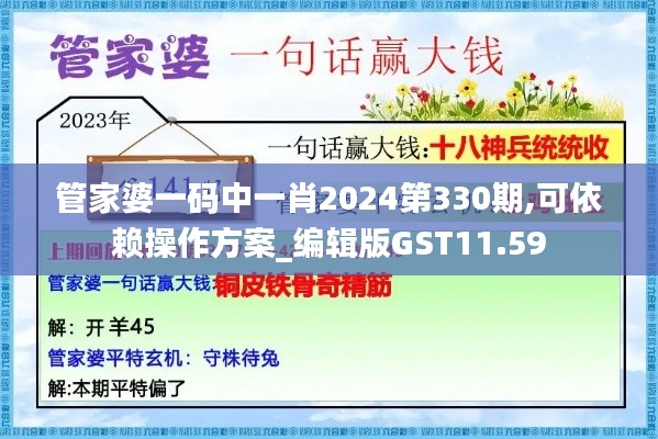 管家婆一码中一肖2024第330期,可依赖操作方案_编辑版GST11.59